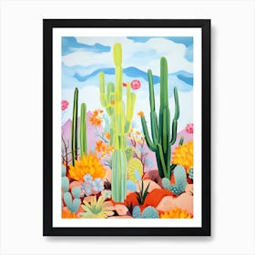 Western Cactus Desert Landscape Art Print