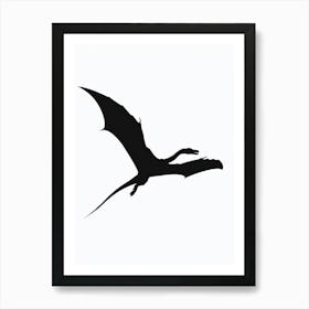 Black Pterodactyl Dinosaur Silhouette Art Print