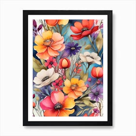 Watercolor Floral Pattern Art Print