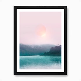 Pink Sky In Turquoise Water Art Print