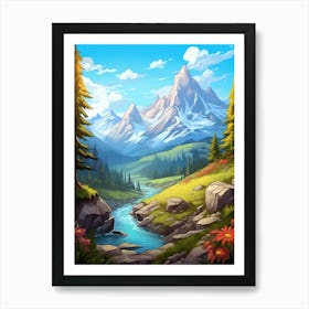 Mountains Cartoon 3 Art Print