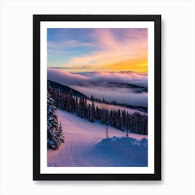 Rusutsu, Japan Sunrise Skiing Poster Art Print