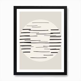 Abstract Moon On The Sea Black And Off White Art Print