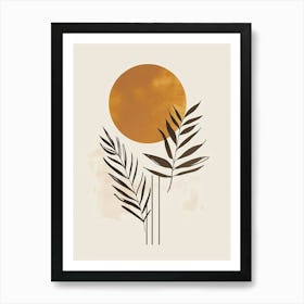 Sunset With Palm Leaves Art Print