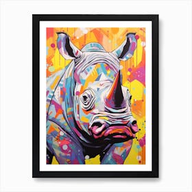 Rhino Colourful Paint Splash 1 Art Print