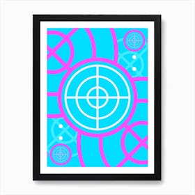 Geometric Glyph in White and Bubblegum Pink and Candy Blue n.0025 Art Print