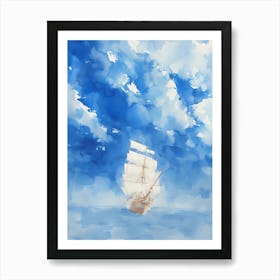 Watercolor Of A Sailing Ship Art Print