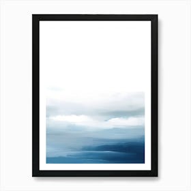 Watercolour Blue White Abstract Water 2 Art Print