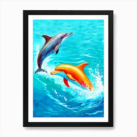 Dolphins In The Sea Art Print