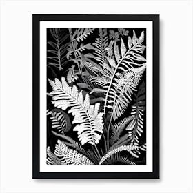 Bracken Fern Wildflower Linocut Art Print