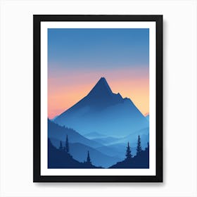 Misty Mountains Vertical Composition In Blue Tone 28 Art Print