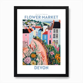 Devon England Flower Market Floral Art Print Travel Print Plant Art Modern Style Art Print