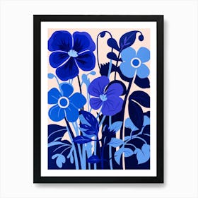 Blue Flower Illustration Wild Pansy 2 Art Print