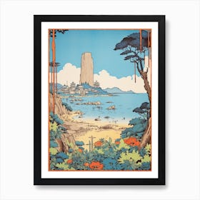 Enoshima Island, Japan Vintage Travel Art 1 Art Print