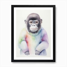 Baby Animal Watercolour Gorilla 2 Art Print