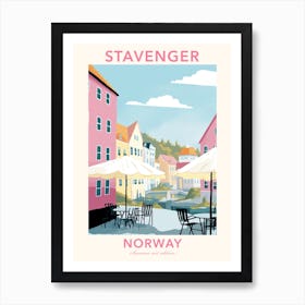 Stavenger, Norway, Flat Pastels Tones Illustration 1 Poster Art Print