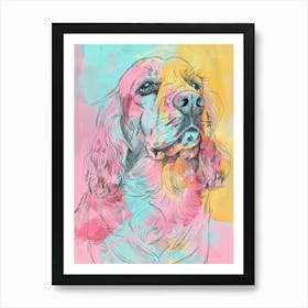 Colourful Bergamasco Sheepdog Abstract Line Illustration 2 Art Print