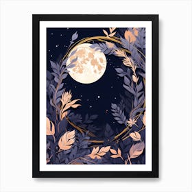 Moon And Leaves Background 2 Art Print