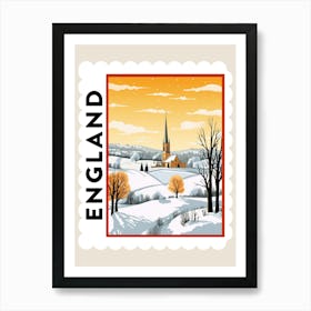 Retro Winter Stamp Poster Cotswolds United Kingdom 2 Art Print