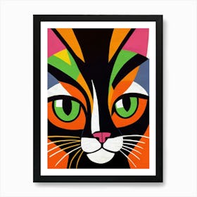 Cat Portrait Illustration Mid Century Modern Painting Reproduction (2) Art Print