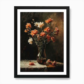 Baroque Floral Still Life Carnations 8 Art Print