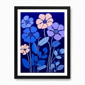 Blue Flower Illustration Lantana 1 Art Print