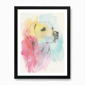 Labrador Dog Pastel Watercolour Line Drawing Art Print