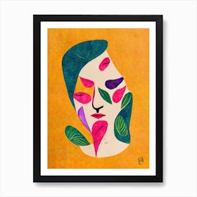 Abstract Floral Botanical Face 5 Art Print