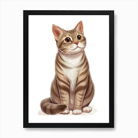 American Bobtail Cat Clipart Illustration 12 Art Print