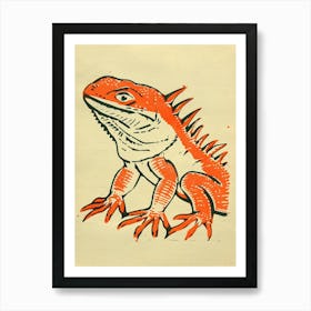 Red Rhinoceros Iguana Bold Block 2 Art Print