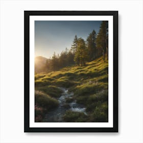 Mountain Stream At Sunrise Art Print