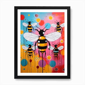 Bees Vivid Colour 7 Art Print