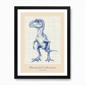 Pteranodon Dinosaur Blue Print Style 2 Poster Art Print