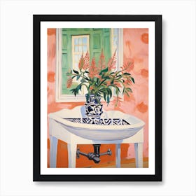 Bathroom Vanity Painting With A Foxglove Bouquet 3 Art Print