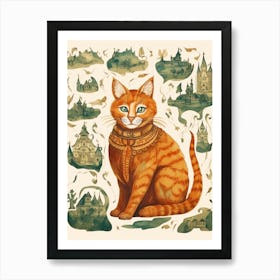 Ginger Cat & Medieval Castles 5 Art Print