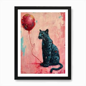 Cute Panther 3 With Balloon Art Print
