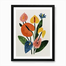 Painted Florals Flamingo Flower 3 Art Print