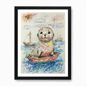 Seal In A Boat Art Print