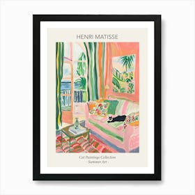 Henri Matisse Cat Sofa Painting Tropical Pink Room Art Print