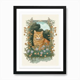 william morris Cat In The Garden Art Print