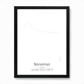 Norseman,Australia Minimalist Map Art Print