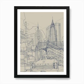 New York! (Grey) Art Print