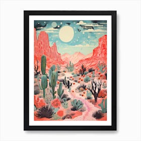 Desert Botanical Gardens Abstract Riso Style 1 Art Print