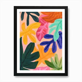 Tropical Leaves Gouache Painting Póster