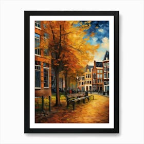 Wall painting print, Amsterdam, Netherlands, landscape art, Van Gogh style, fine art..244 Art Print