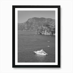 Summer Day in Positano, Italy | Black and White Photography Art Print