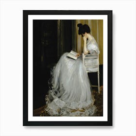 Woman Reading, Vintage Woman Portrait Art Print