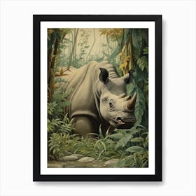 Rhino Deep In The Nature 7 Art Print