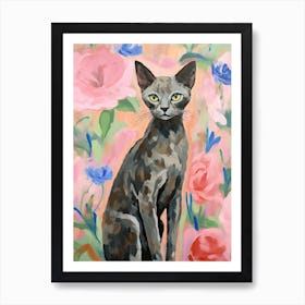 A Devon Rex Cat Painting, Impressionist Painting 1 Art Print