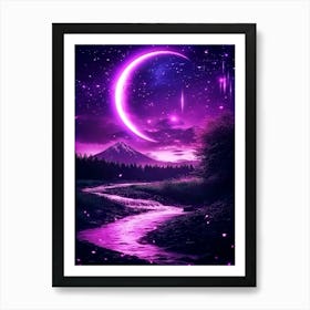 Purple Sky With Stars Art Print